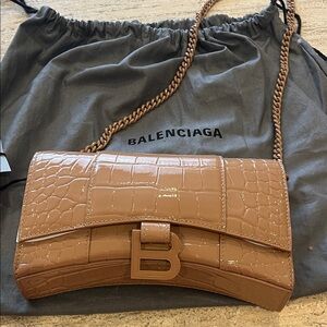 Balenciaga Nude Croc-Embossed Clutch